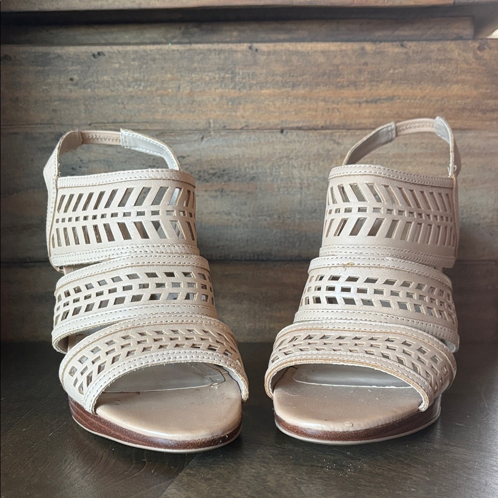 Adrienne Vittadini Tan Cutout Sandals